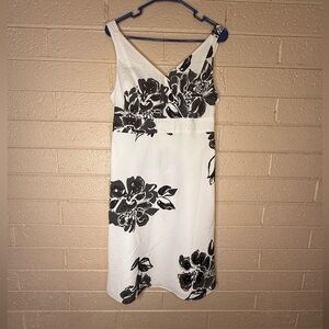 Ann Taylor Black and White Floral Midi Dress